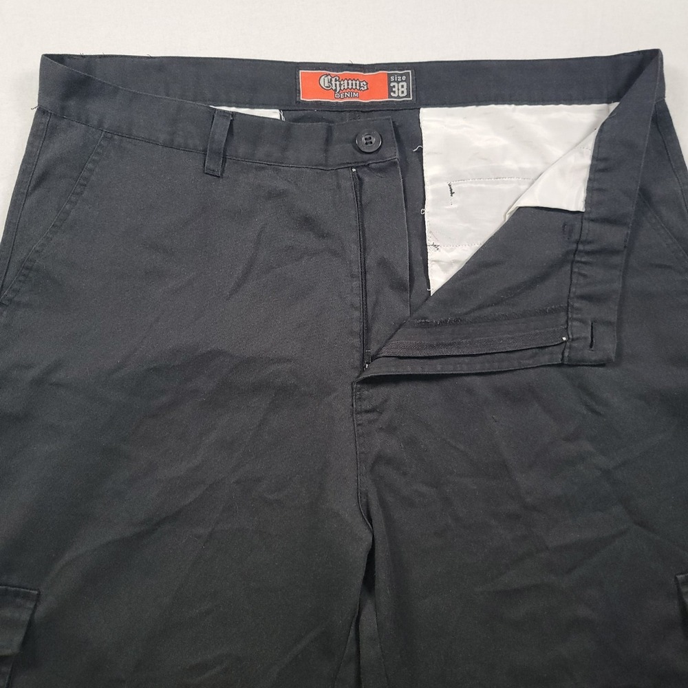 VTG Y2K Chams Cargo Shorts‎ Mens 38 Black Cotton Blend Baggy Skate